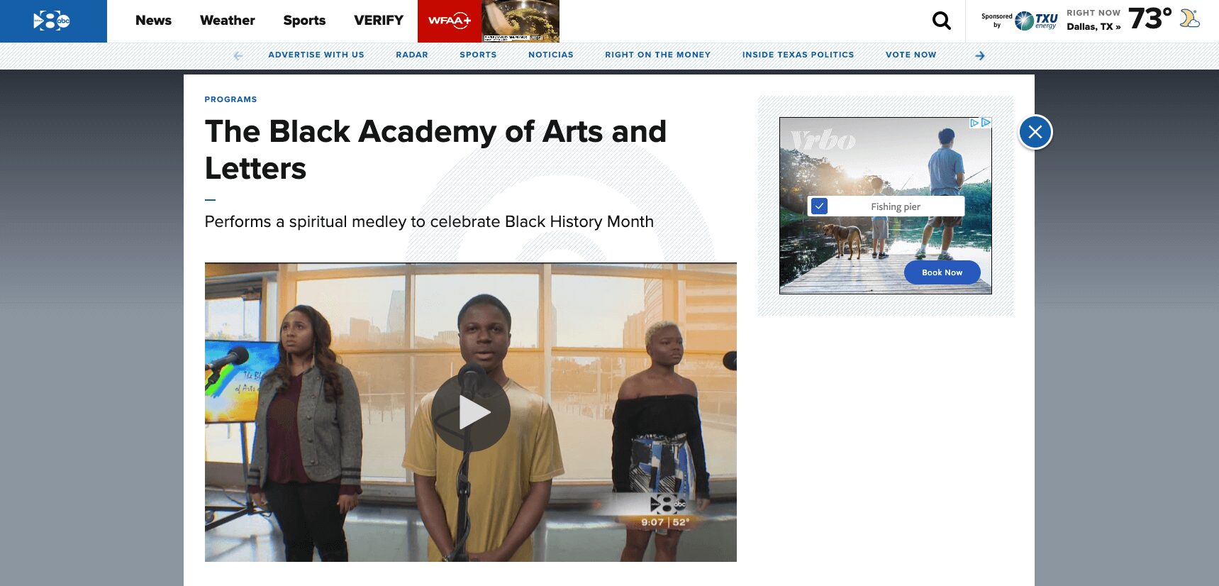 Black Academy singers performing a spiritual medley